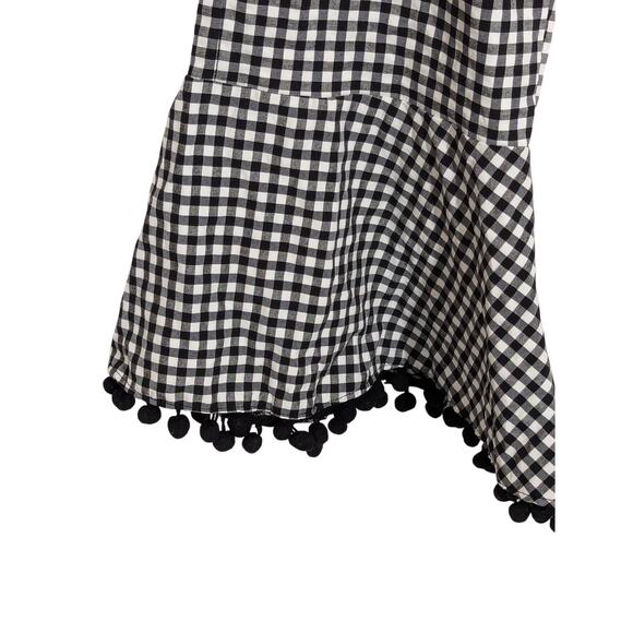 Nanette Lepore Black White Check Ball Fringe Wide Leg Pants Sz 6 - Picture 4 of 8
